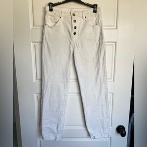 Women's White Button-Fly Pants